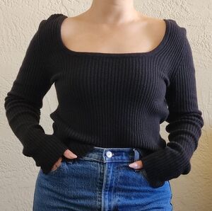 Old Navy Women's Black Ribbed Sweater